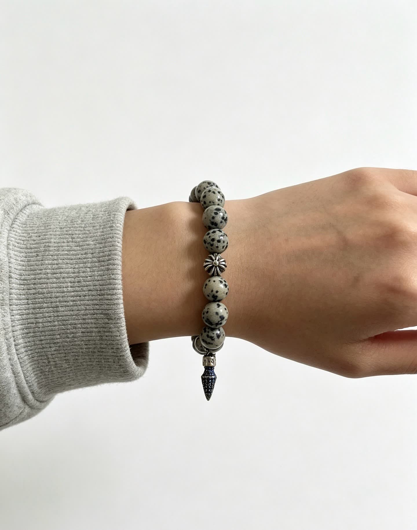 Chrome Hearts Beaded Bracelet with Silver and Blue Accents